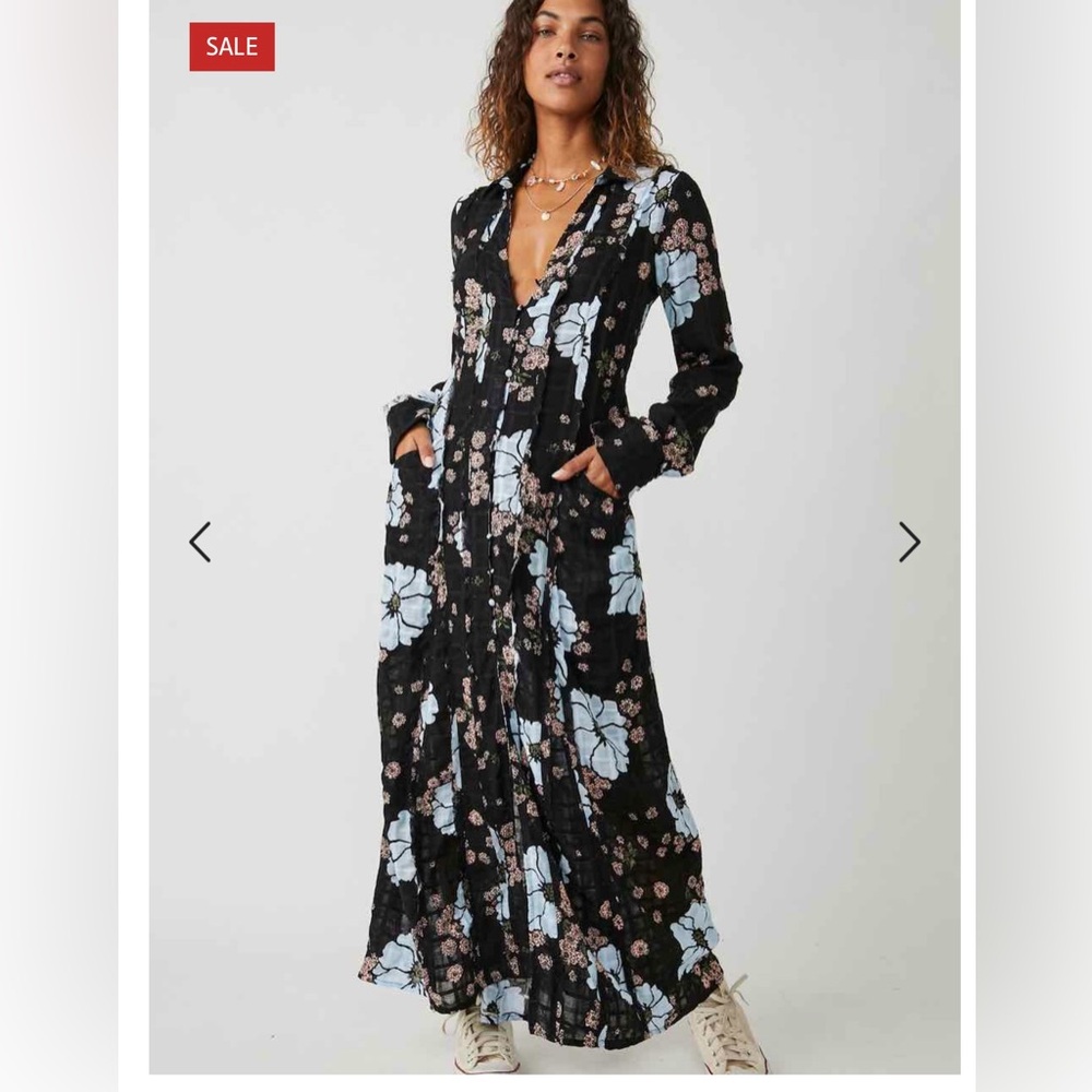 NWT Free People Back At It Maxi Dress with Pockets Size Small